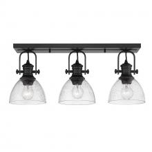  3118-3SF BLK-SD - Hines 3-Light Semi-Flush in Matte Black with Seeded Glass